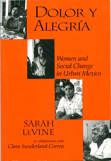 Levine's book is orange with four small black and white images of Mexican women
