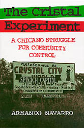 cover of Navarro's book is white, green, and red, with a photo of the welcome sign to Crystal City, painted in the naive manner.