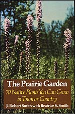 The Prairie Garden is illustrated with a photo of a prairie garden, with some tall spiky blooms of light purple. 