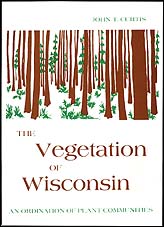 Vegetation of Wisconsin is illustrated with line art of a woods.