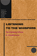 The cover of Listening to the Whispers is in the series format, with a brown background and various circular design elements.