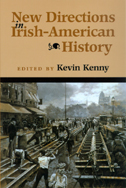 the cover of Kenny's book is brown and black with an illustration of Irish-Americans working on a railroad.
