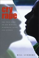 cover of Cry Rape is illustrated with a shadowed photo of a woman's face, reflected in a pane of broken glass.
