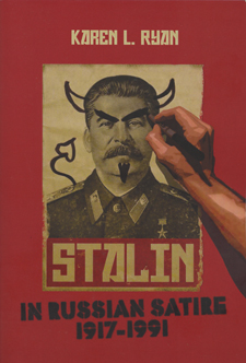 The cover of Ryan's book is Soviet red, with an official portrait of Stalin in the process of being defaced.