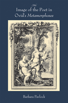 The cover of Pavlock's book is dark blue, with an old engraving of what looks like a poet and his muse.
