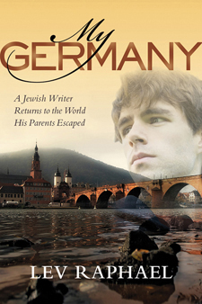 The cover of Raphael's book is a photo collage of a town in Germany, a young man's face and a bridge.