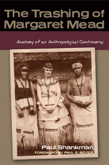 The cover of Shankman's book is brown, black and purple, with an inset sepia photo of a young Mead in native dress with two Samoan girls.