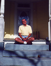 photo of Sutton on a porch
