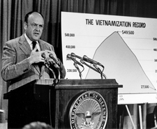 this photo of Laird in front of a chart on Vietnamization. .