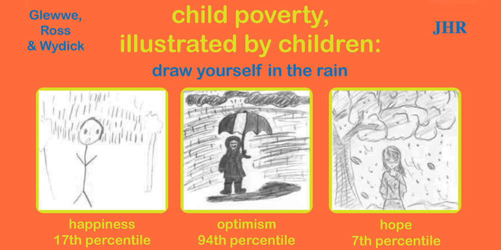 Child poverty illustrated by children: draw yourself in the rain