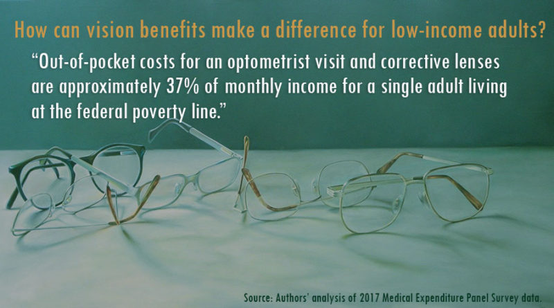 Why might vision benefits make a difference for low-income adults? “The out-of-pocket costs for an optometrist visit and corrective lenses are approximately 37% of monthly income for a single adult living at the federal poverty line.”