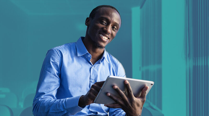 Kenyan man with tablet